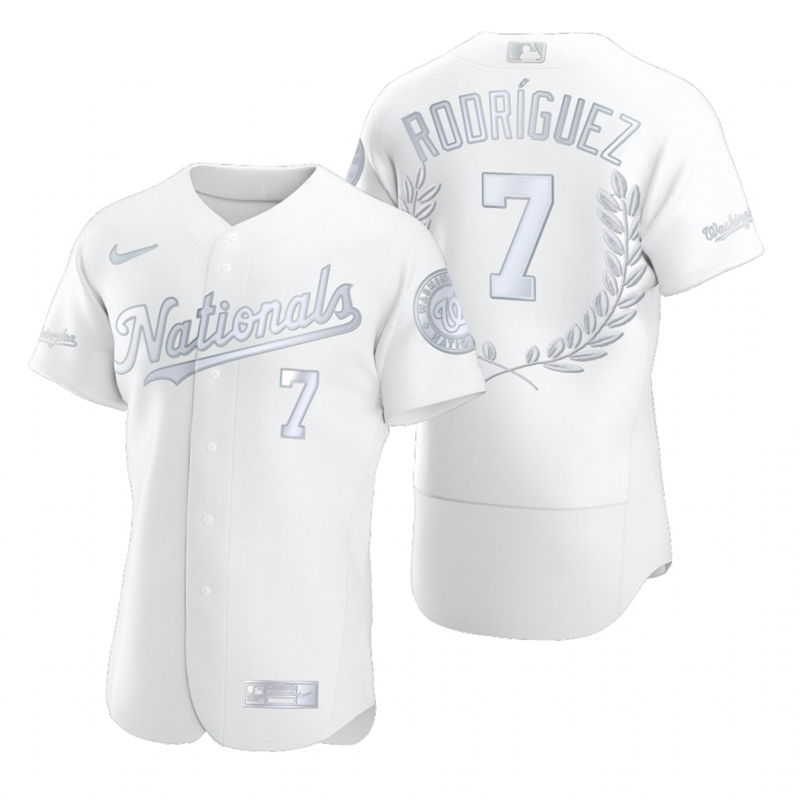 Washington Nationals #7 Ivan Rodriguez Men Nike Platinum MLB MVP Limited Player Edition Jersey->washington nationals->MLB Jersey